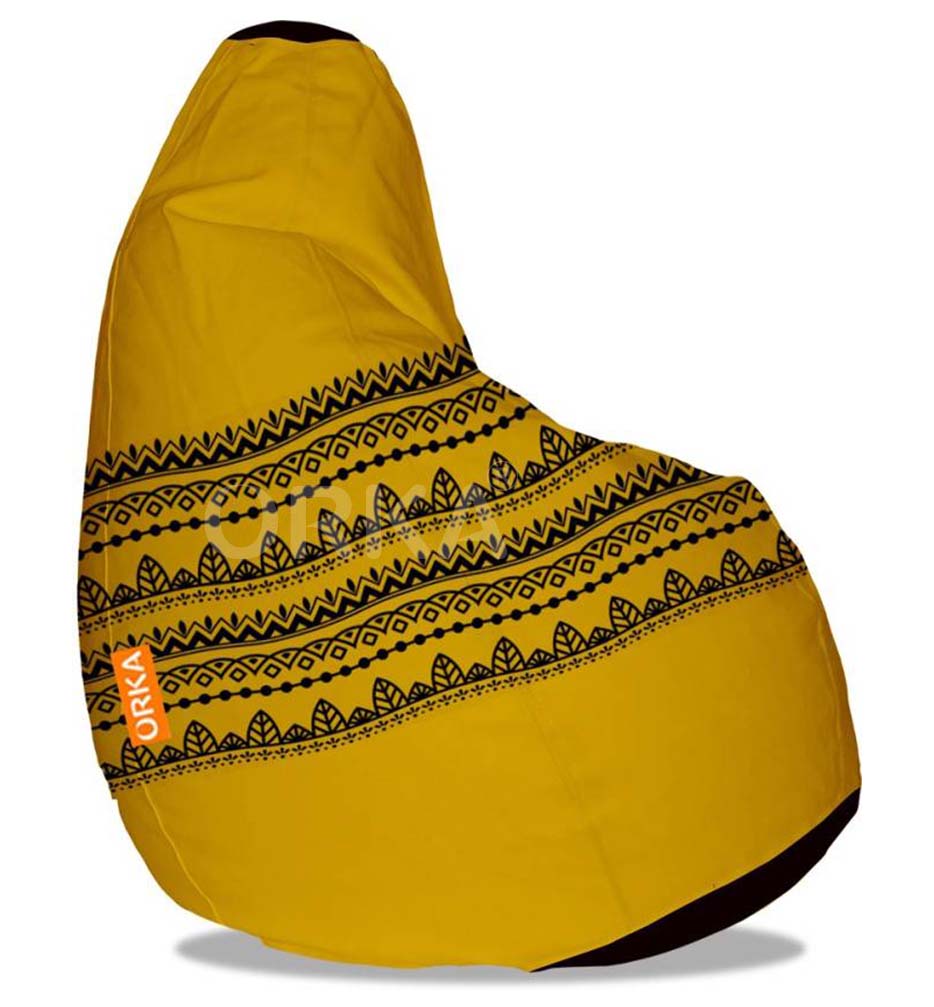 Orka Digital Printed Yellow Bean Bag Diwali Design Theme  