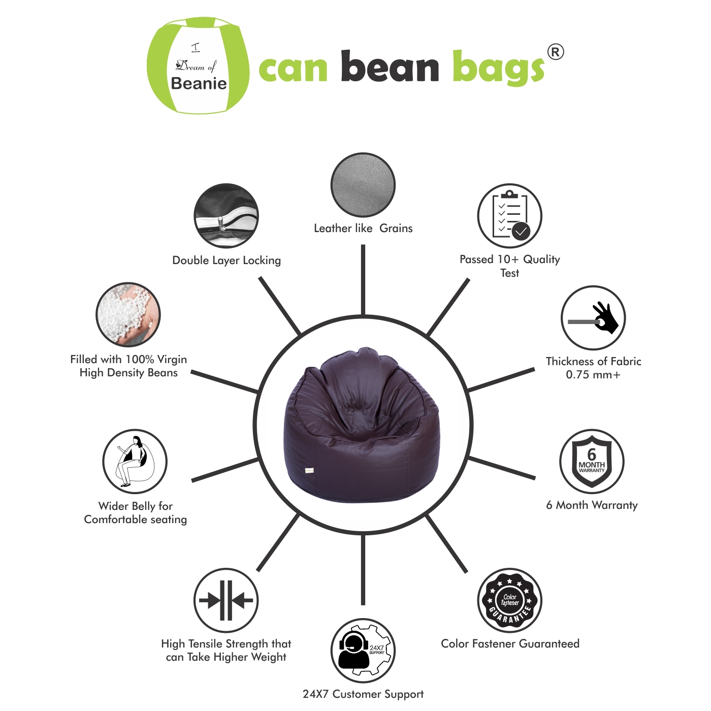 Can Bean Bags Classic Mudda Chair Brown  