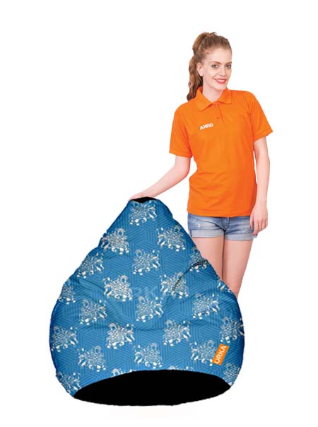 Orka Digital Printed Blue Bean Bag Royal Elephant Theme  