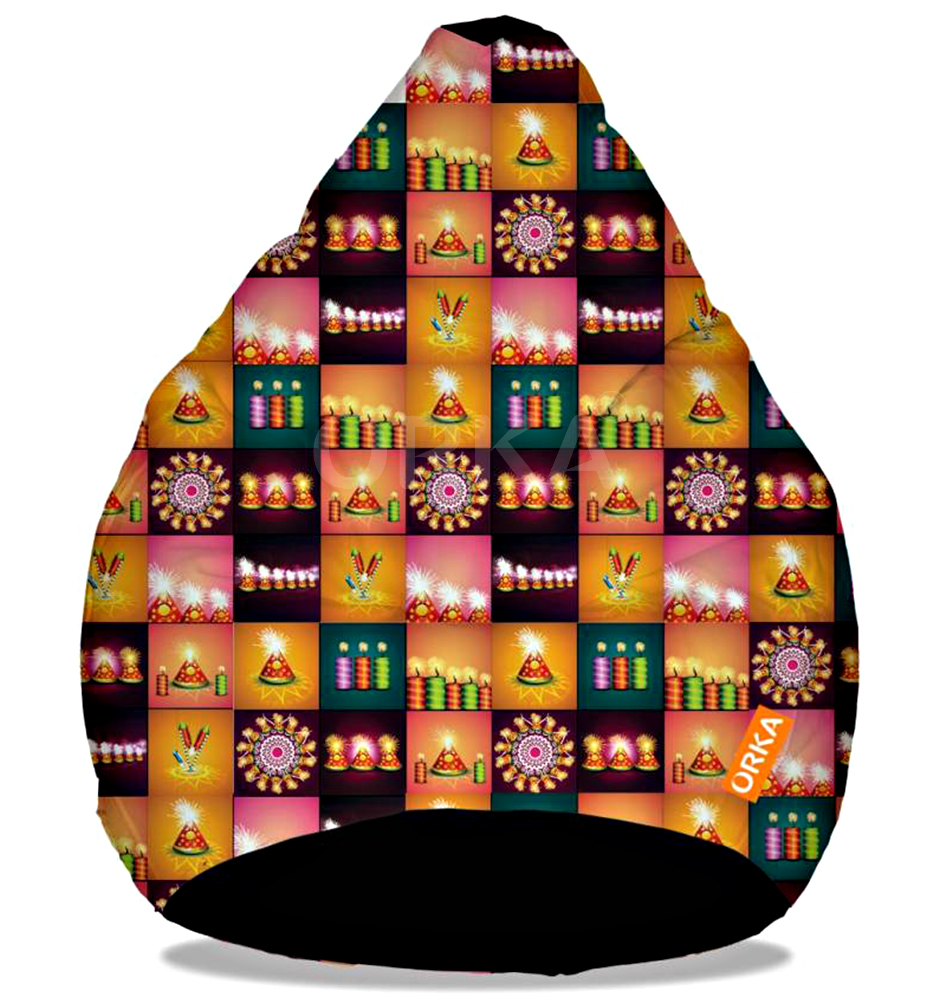 Orka Digital Printed Bean Bag Dipawali Crackers Theme  