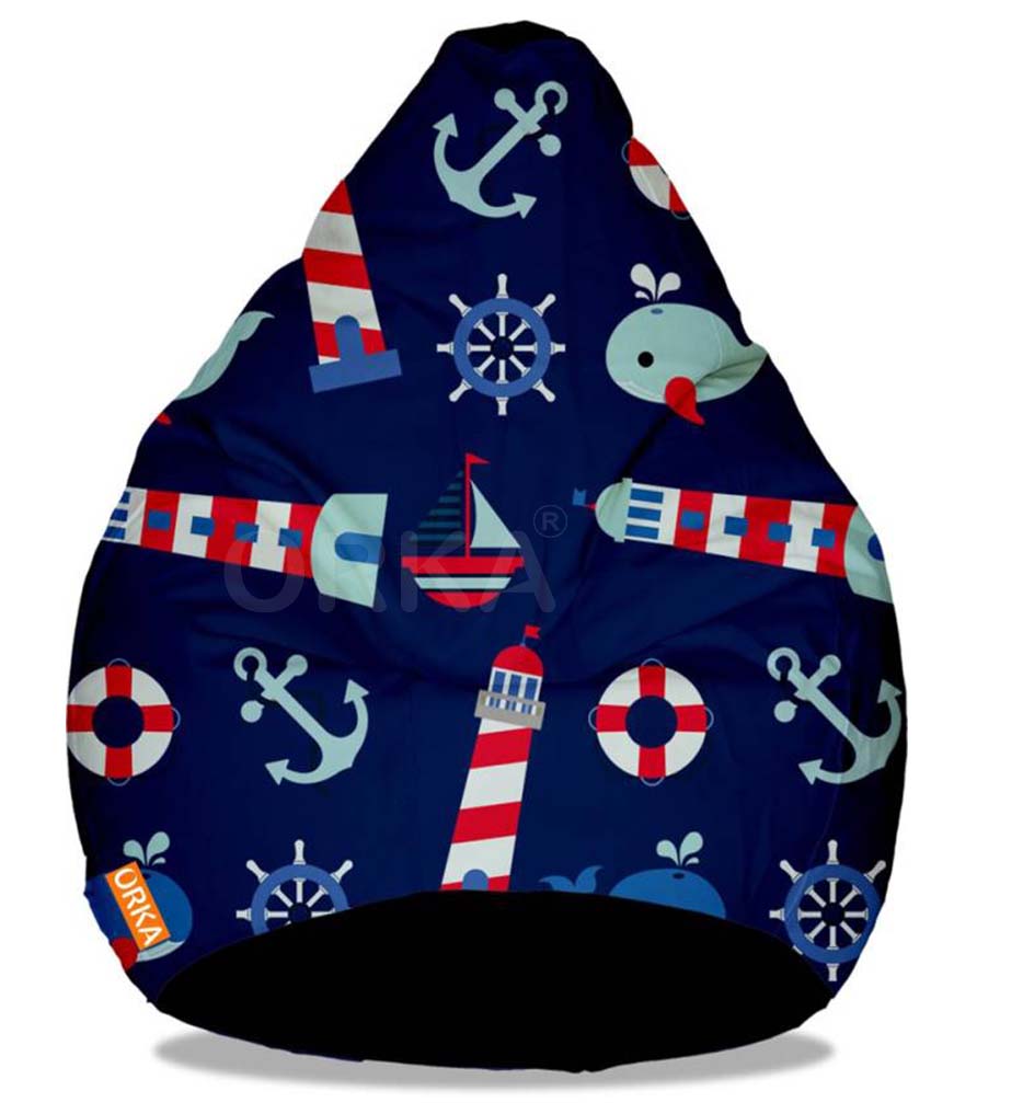 Orka Digital Printed Blue Bean Bag Sailor Theme  