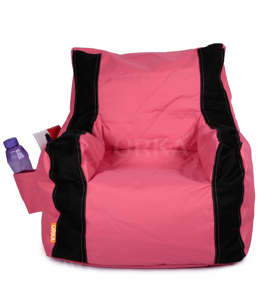 Orka Classic Pink Black Bean Bag Arm Chair  