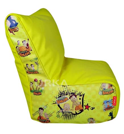 ORKA Digital Printed Yellow Bean Chair Chota Bheem Theme   XXL  Cover Only 