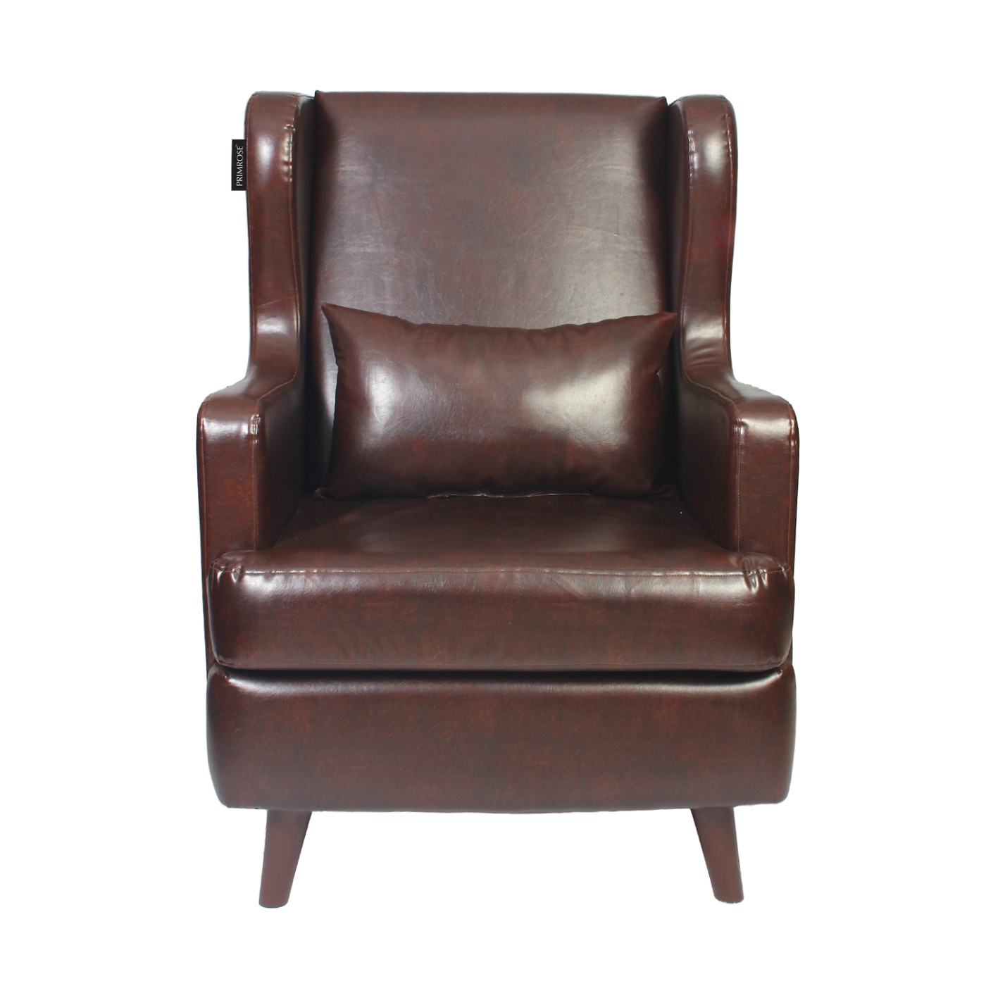 PRIMROSE Wing High Back Art Leather Fabric Chair - Coffee Brown  