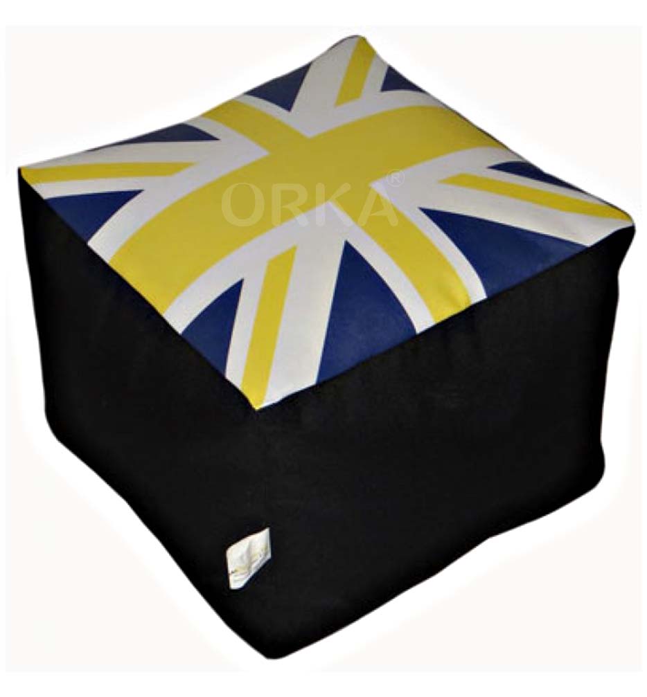 Orka Digital Printed Square Puffy Yellow British Flag Theme  