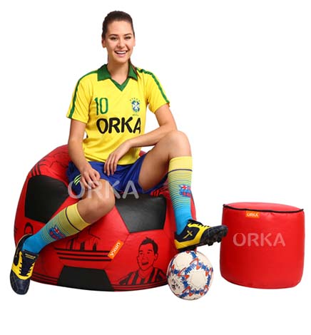 ORKA Digital Printed Sports Bean Bag Player Cheer Football Theme     XXL  Cover Only 