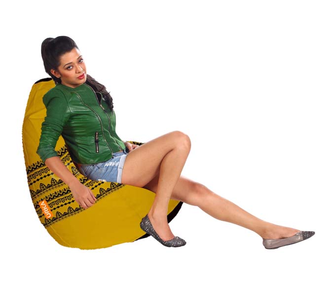 Orka Digital Printed Yellow Bean Bag Diwali Design Theme  