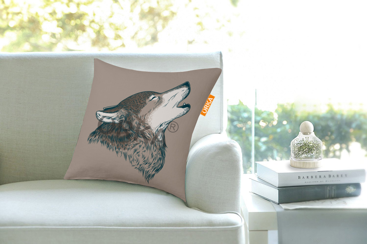 ORKA Digital Printed Cushion Wolf Printed 14"x14" Cover Only