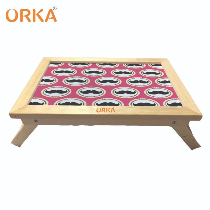 ORKA Pink Mustache Foldable Multi-Function Portable Laptop Table - Pink  