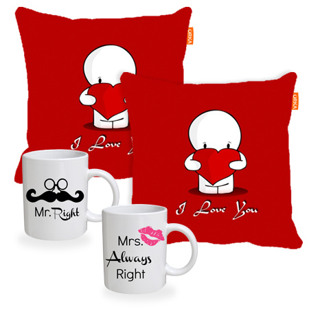 ORKA Valentine Theme Cushion & Coffee Mug Combo 52  