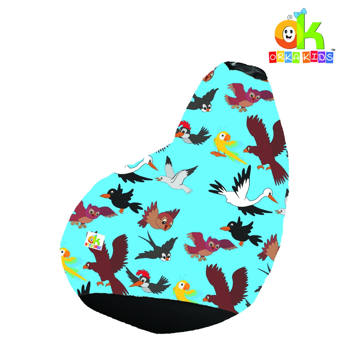 ORKA Kids Digital Printed Flying Birds Multicolor Bean Bag Cover Without Beans