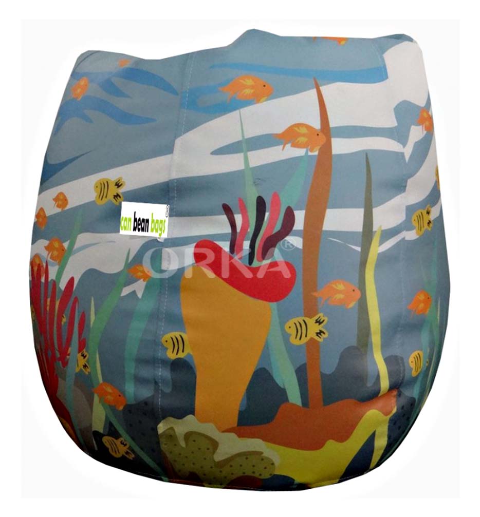 Orka Digital Printed Blue Bean Bag Under Water Theme  