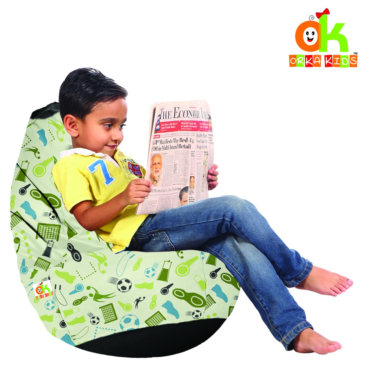 ORKA Kids Digital Printed16 Football Sports Bean Bag  