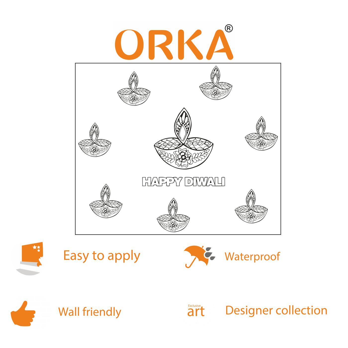 ORKA Diwali Wall Decal Sticker 48  