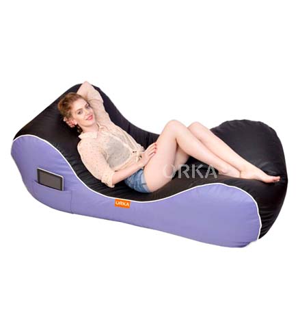 ORKA Bean Bag Purple Lounger With Double Layer Child Proof Locking  
