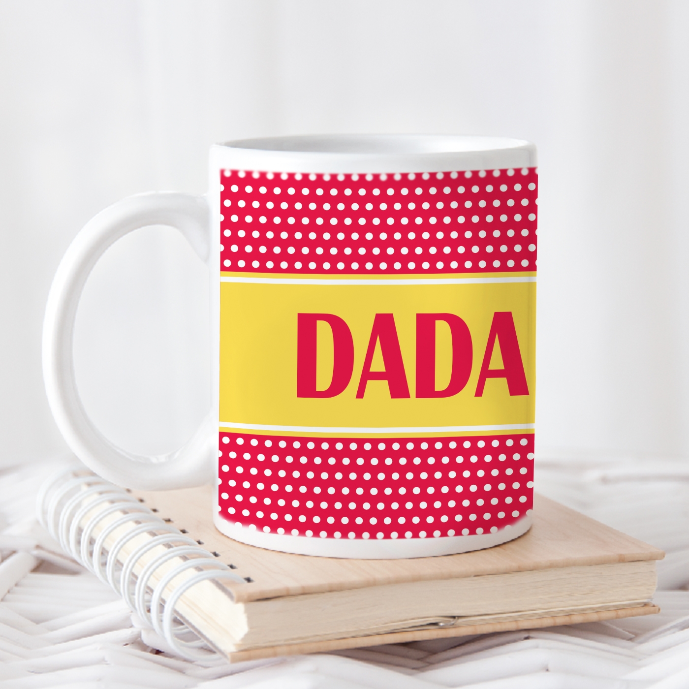 Orka Digital Printed Dada Rakhi Special Ceramic Coffee Mug Yellow And Red  