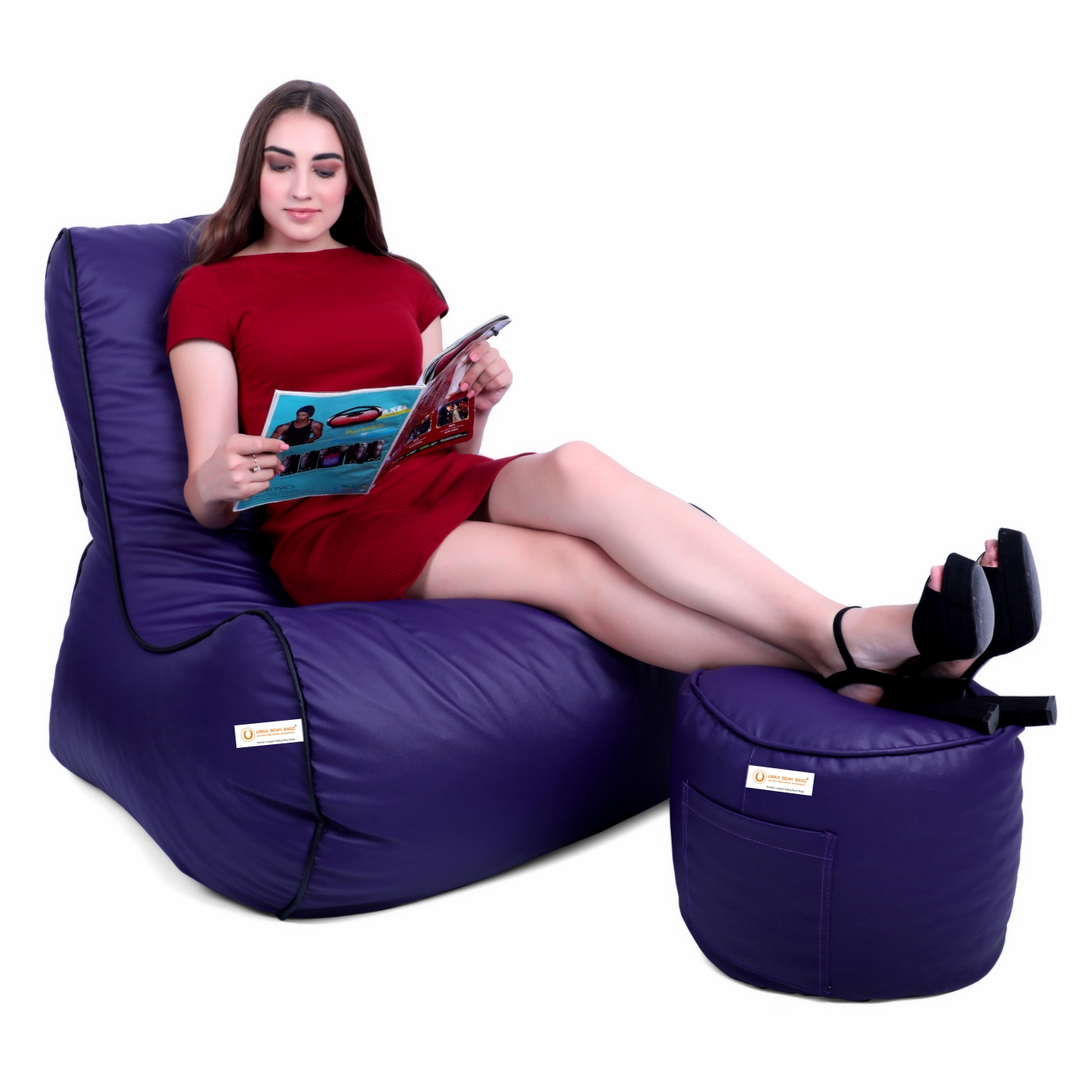 Can Bean Bags Curve Lounger Purple  