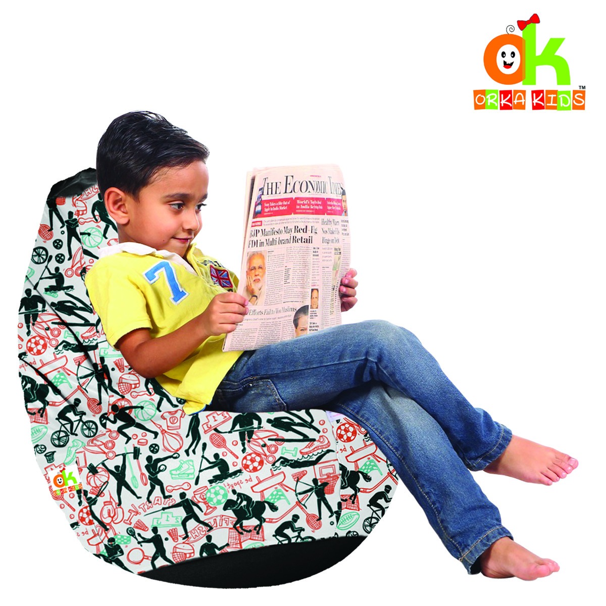 ORKA Kids Digital Printed21 All Game Theme Bean Bag  