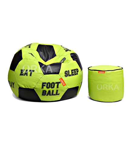 ORKA Digital Printed Sports Bean Bag Green Black Football Theme  