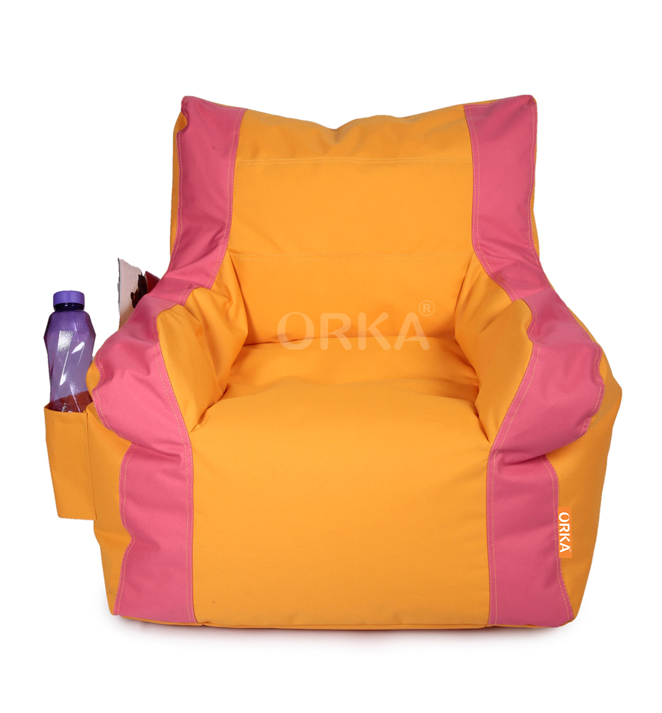 Orka Classic Yellow Pink Bean Bag Arm Chair  
