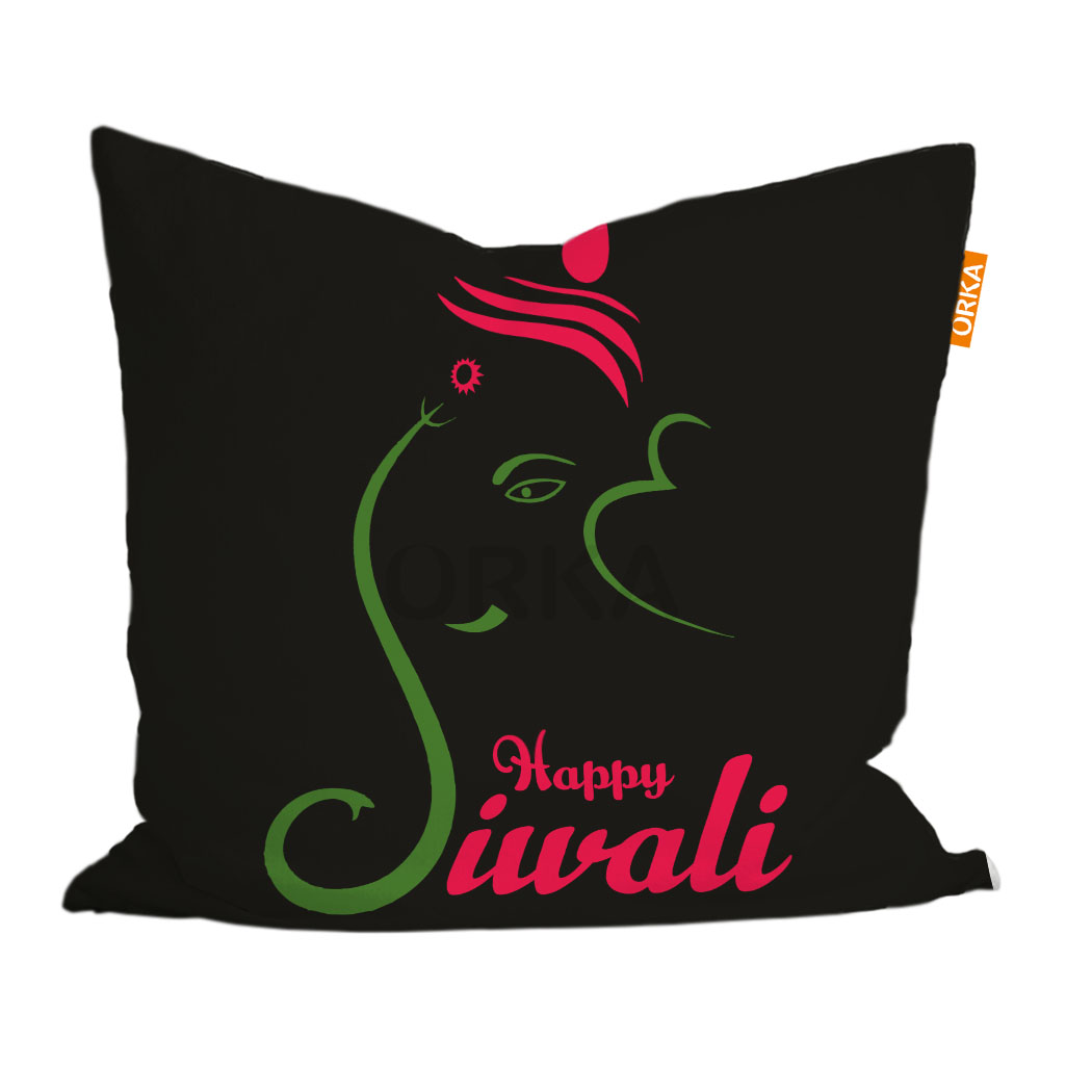 ORKA Digital Printed Diwali Cushion 16 X 16 Cover Only
