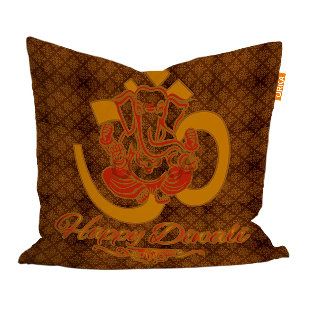 ORKA Digital Printed Diwali Cushion 12 16" X 16" Cover Only