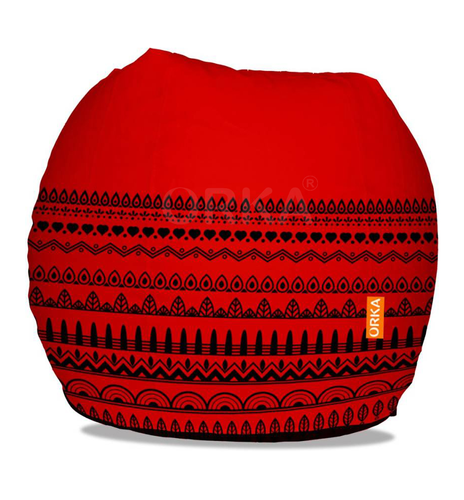 Orka Digital Printed Red Bean Bag Diwali Bottom Design Theme  