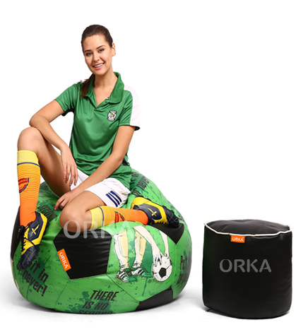 ORKA Digital Printed Sports Bean Bag Green Football Theme  