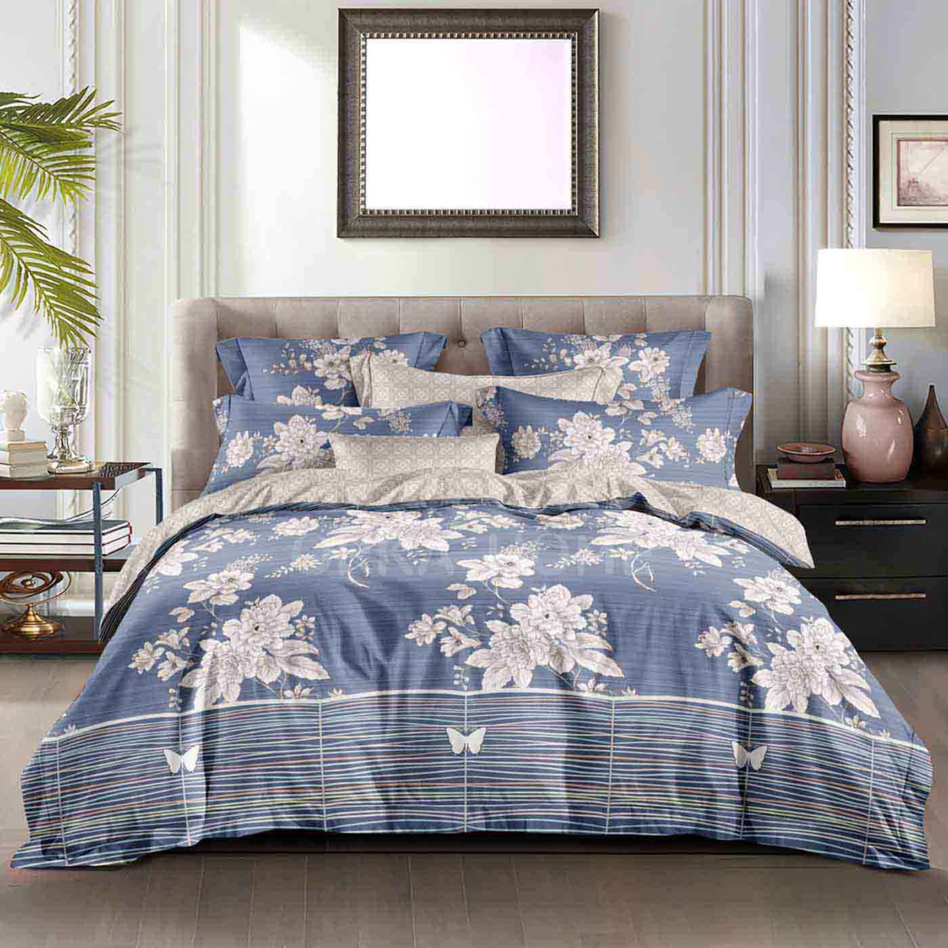 ORKA HOME Valencia King Bed Sheet Poly Cotton Printed Flower  