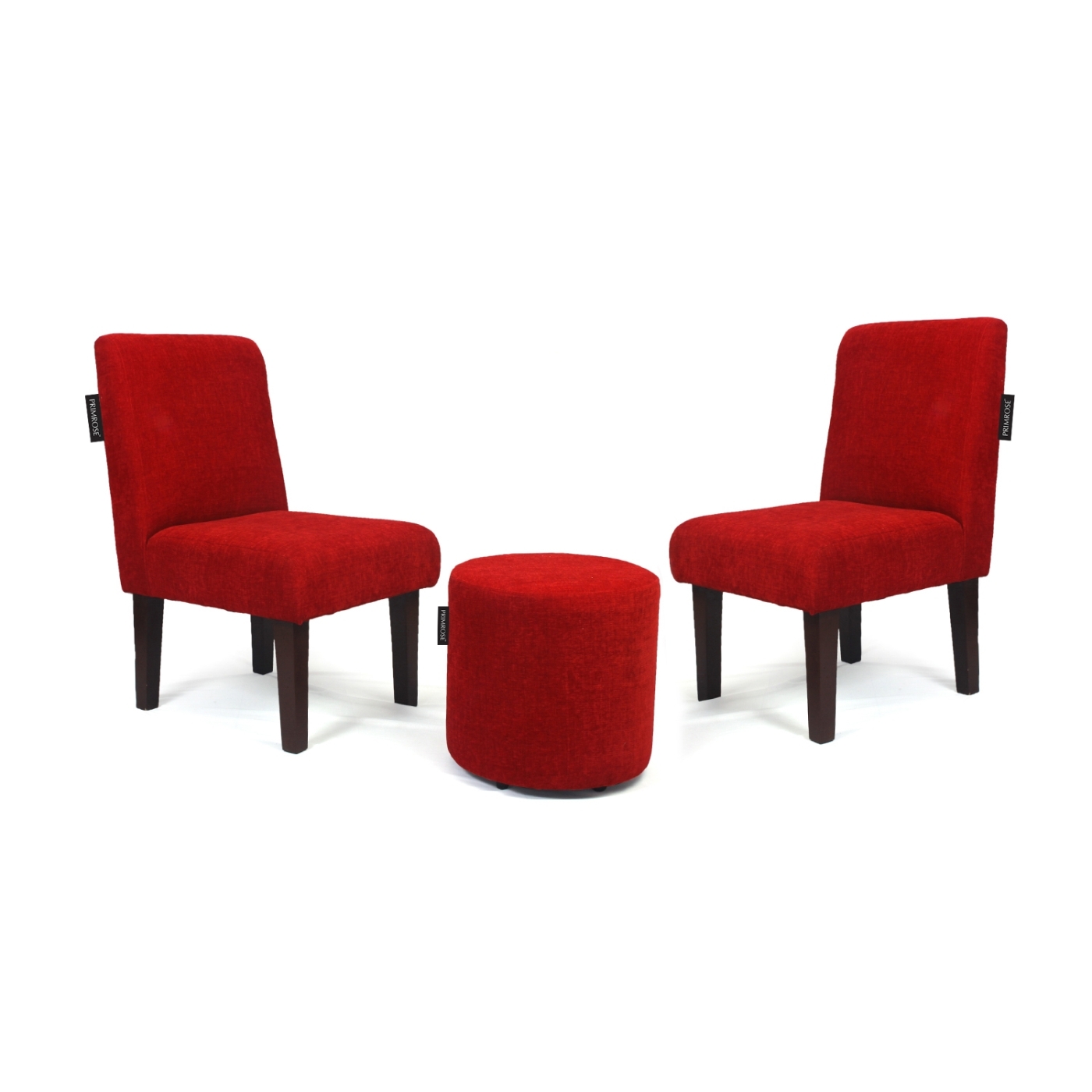 PRIMROSE Betty Molfino Fabric Combo Of 2 Chair And 1 Ottoman - Rust