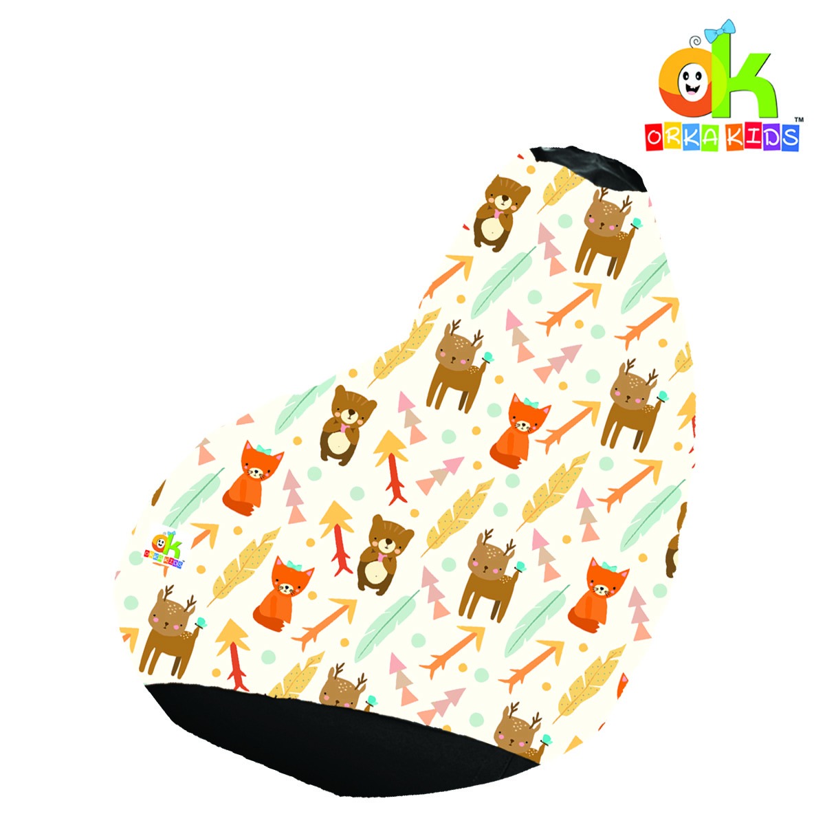 ORKA Kids Digital Printed81 Cat Panda  Multicolor Bean Bag            