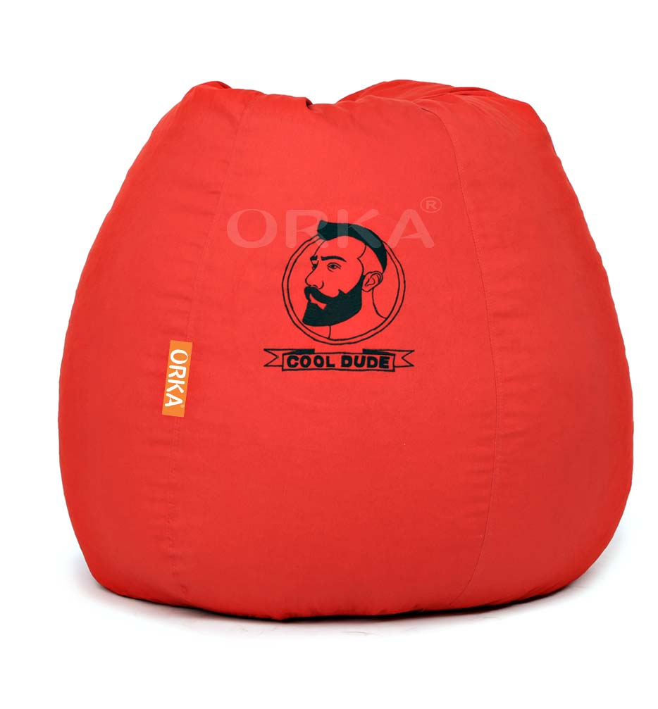 Orka Digital Printed Red Suede Bean Bag Cool Dude Theme  