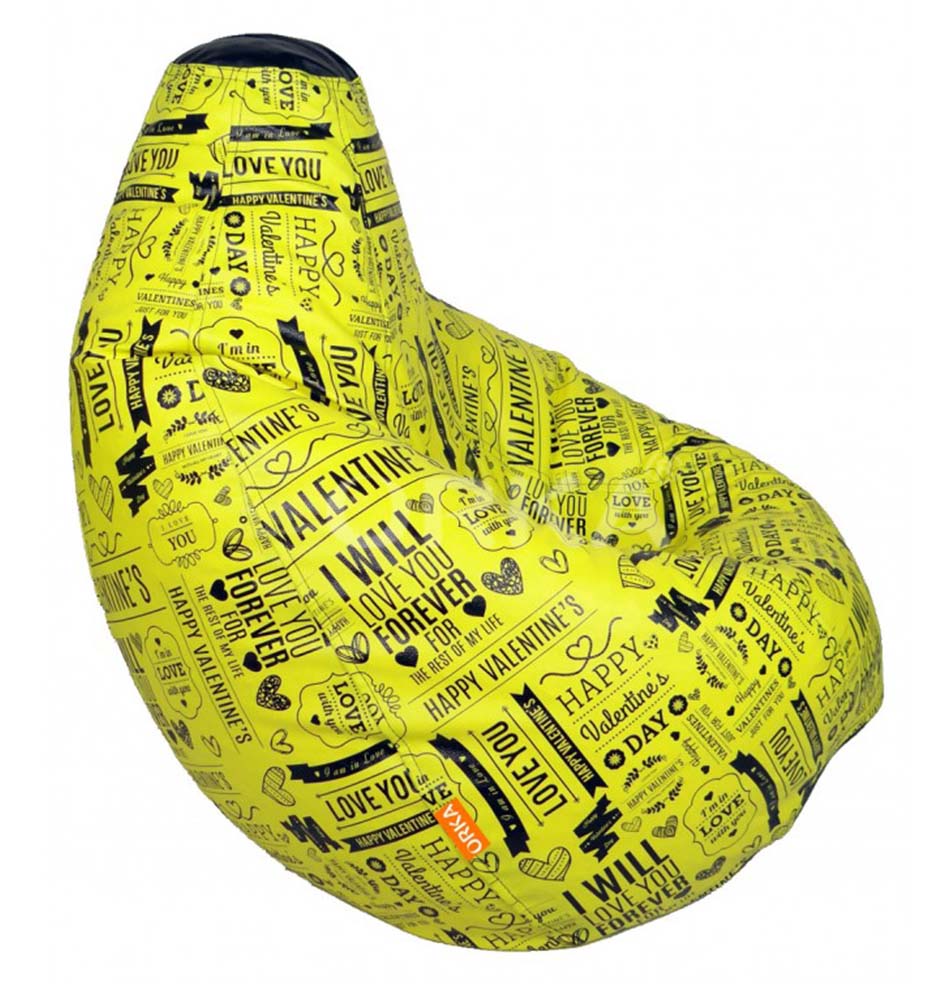Orka Digital Printed Yellow Bean Bag Valentine Theme  