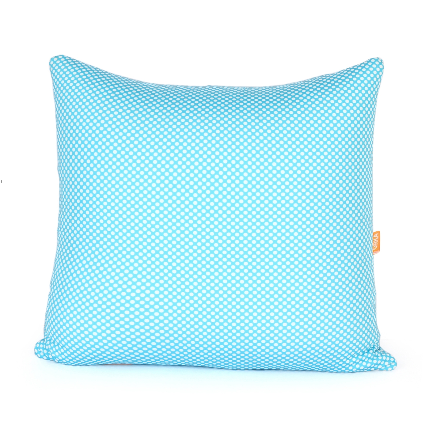 ORKA Digital Printed Spandex Filled With Microbeads Square Cushion 14 X 14 Inch - Teal, White  