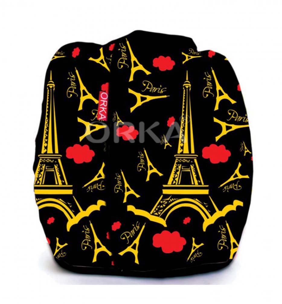 Orka Digital Printed Black Bean Bag Eiffel Tower Theme  