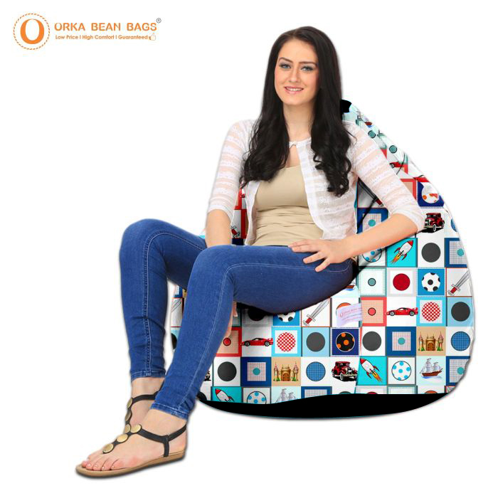 ORKA Digital Printed Design 16 Multicolor Bean Bag Kids  