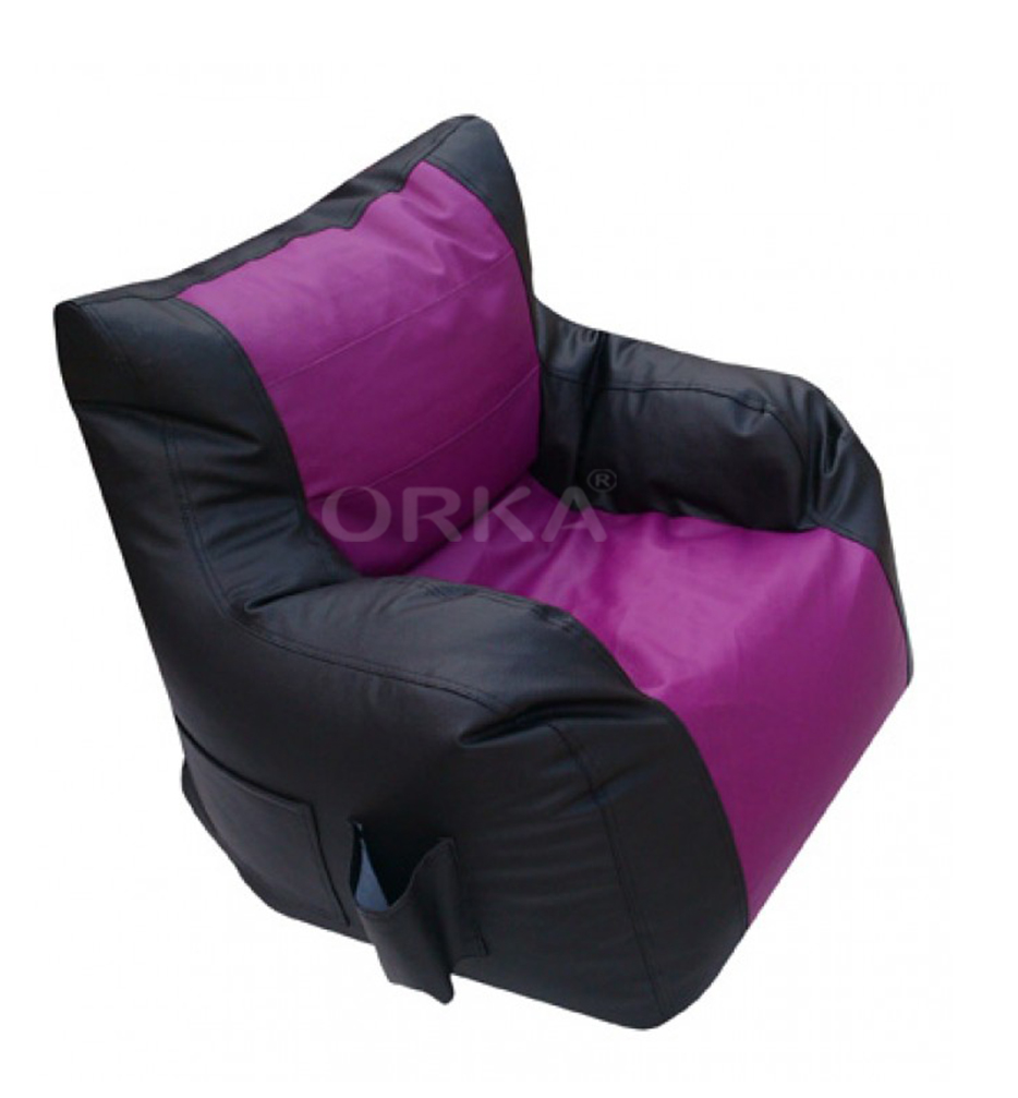 Orka Classic Purple Black Bean Bag Arm Chair  