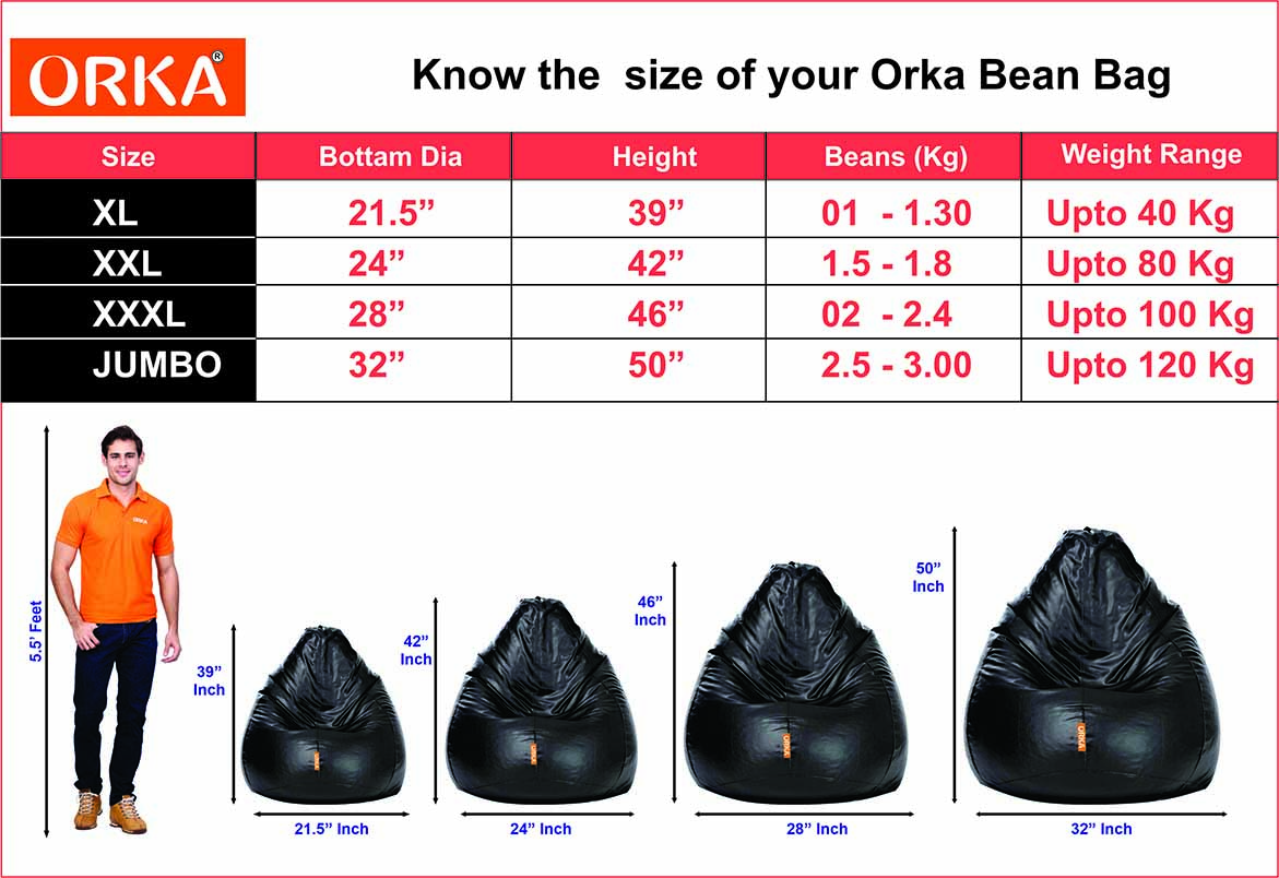 Orka Royale Digital Printed Black And White Bean Bag