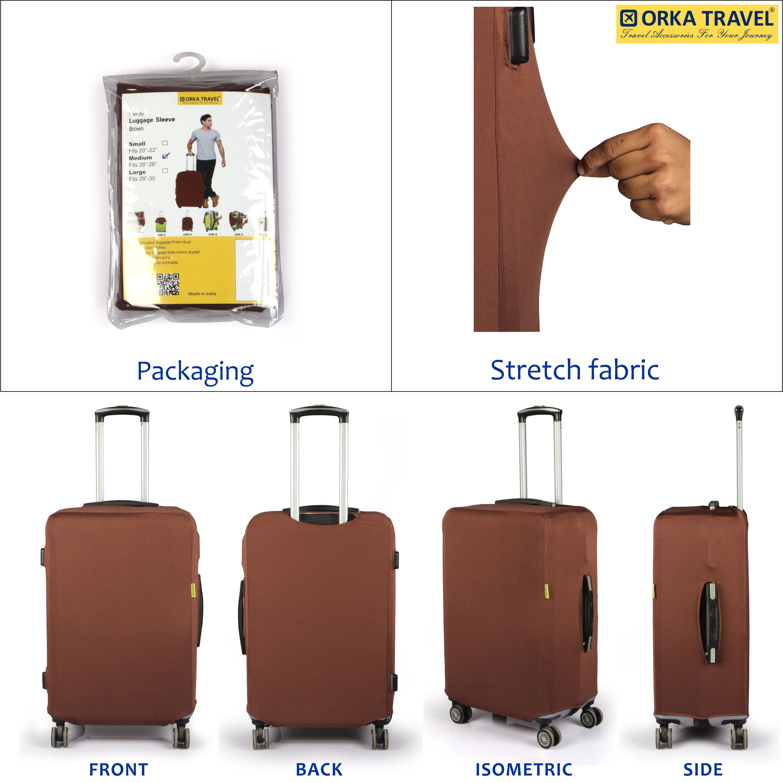 Orka Travel Luggage Cover Brown  