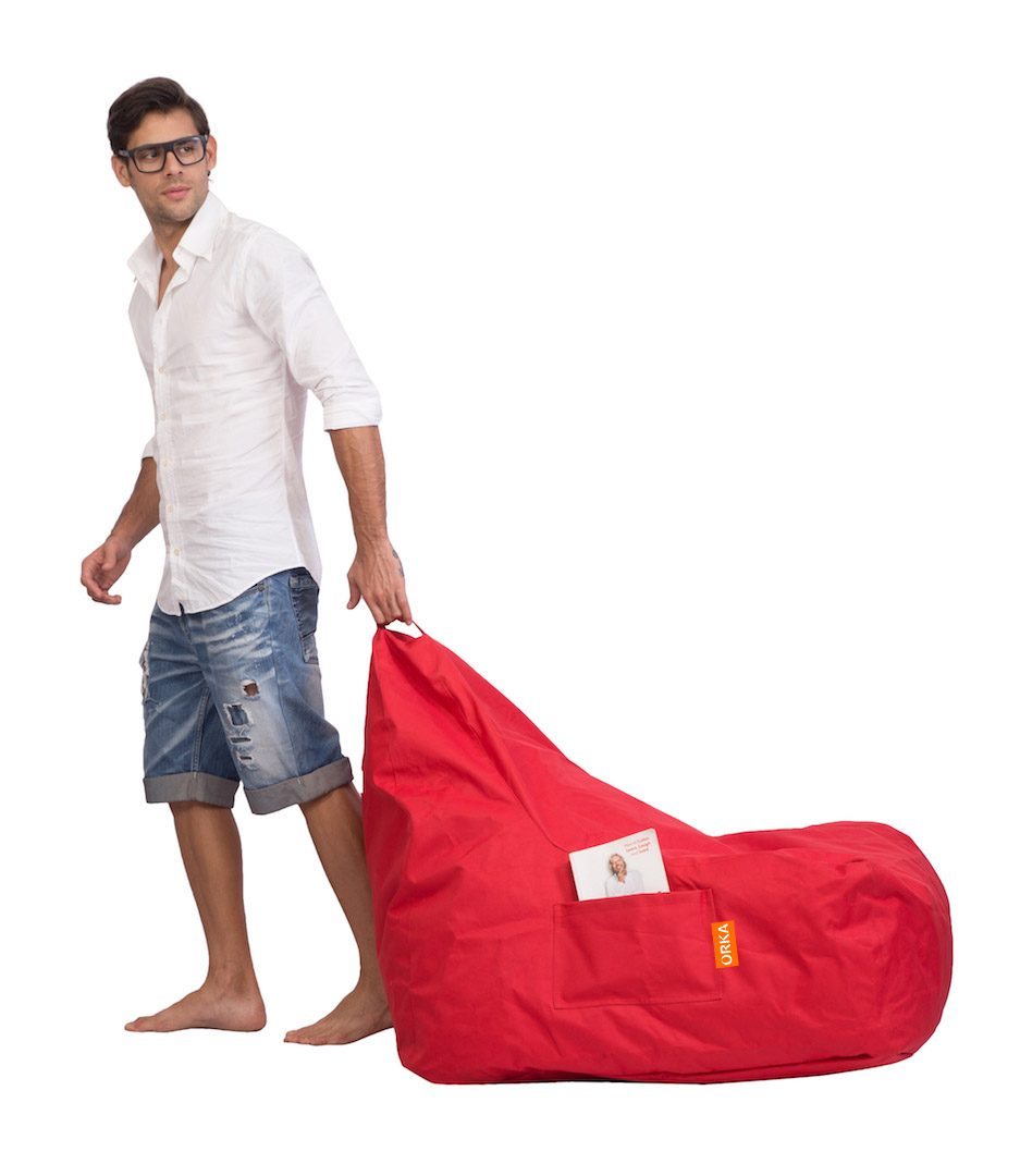 Orka Triangle Bean Bag Ferrari Red Chair With Puffy  