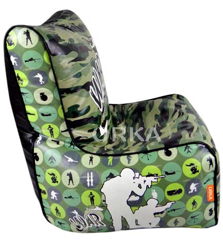 ORKA Digital Printed Green Bean Chair War Theme   XXL  Cover Only 