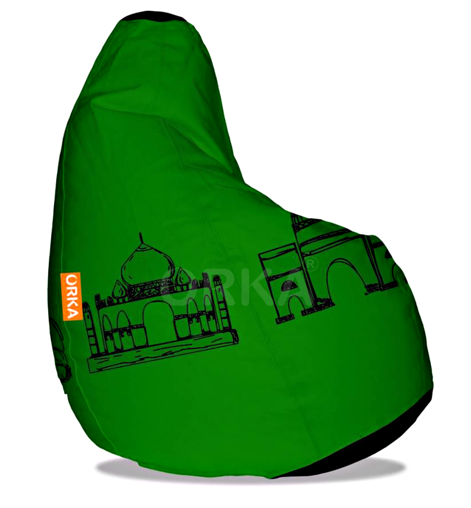Orka Digital Printed Green Bean Bag Heritage Monuments Theme  