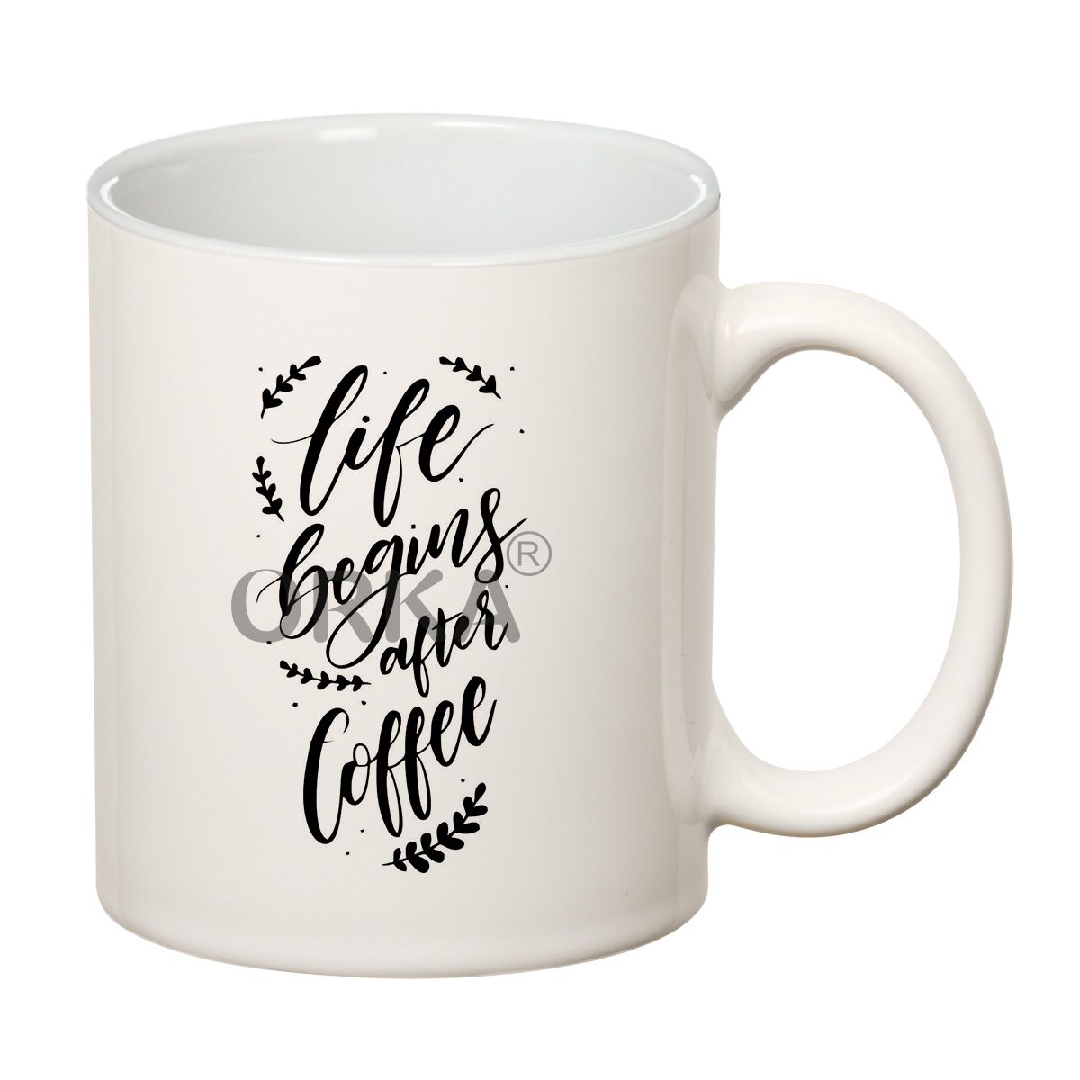 ORKA Coffee Mug Quotes Printed(Life Begins After Coffee ) Theme 11 Oz   