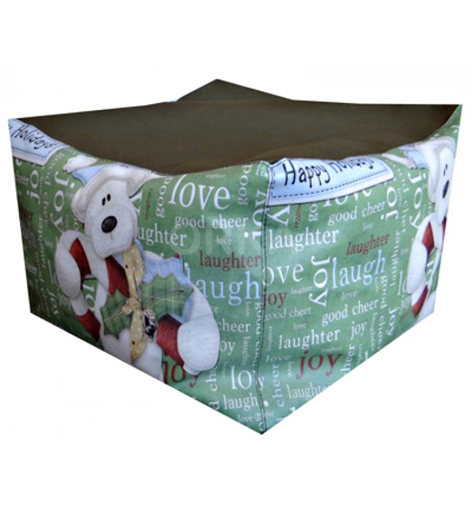 Orka Digital Printed Green Square Puffy Christmas Theme  