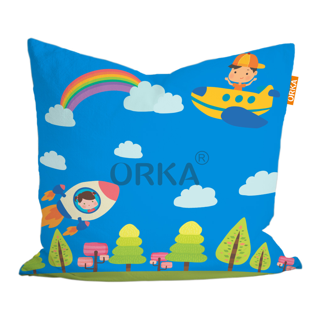 ORKA Kids Digital Printed Cushion Sky Theme  14"x14" Cover Only