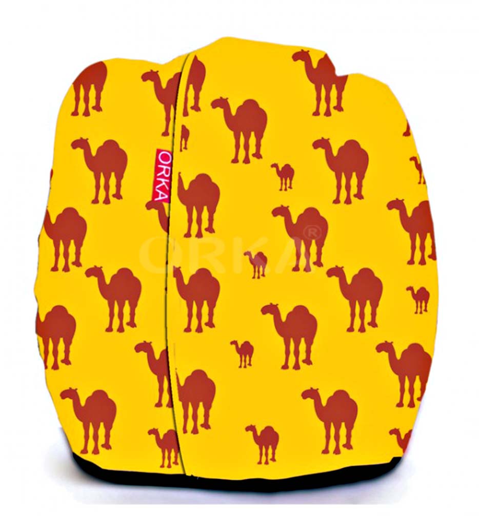 Orka Digital Printed Yellow Bean Bag Tan Camel Theme  