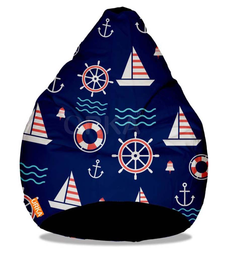 Orka Digital Printed Blue Bean Bag Sailor Theme  