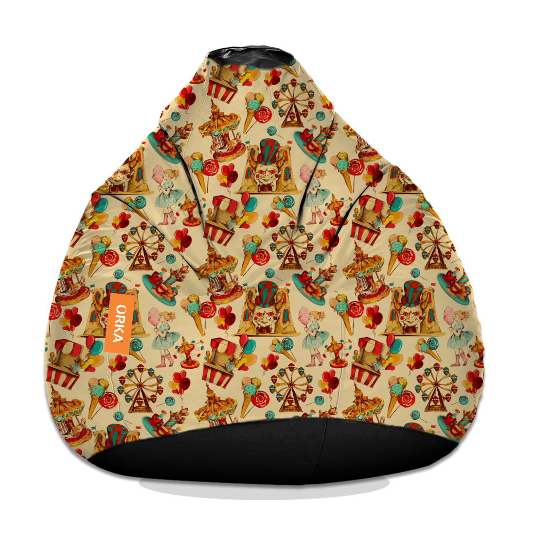 ORKA Fair  Digital Printed Multicolor Kids Bean Bag  