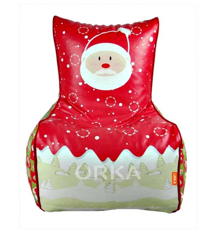 ORKA Digital Printed Red Bean Chair Christmas Snow Theme  