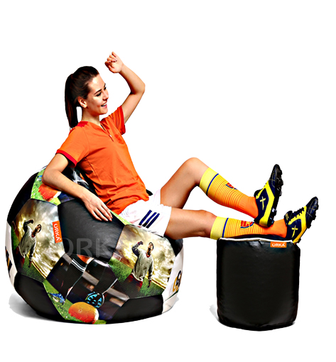 ORKA Digital Printed Sports Bean Bag Football Goal Theme   XXL  Cover Only 